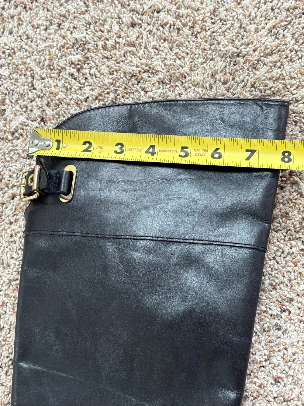 Vince Camino  8 GUC  Black Leather Over-the-Knee Riding Boots with Gold Hardware